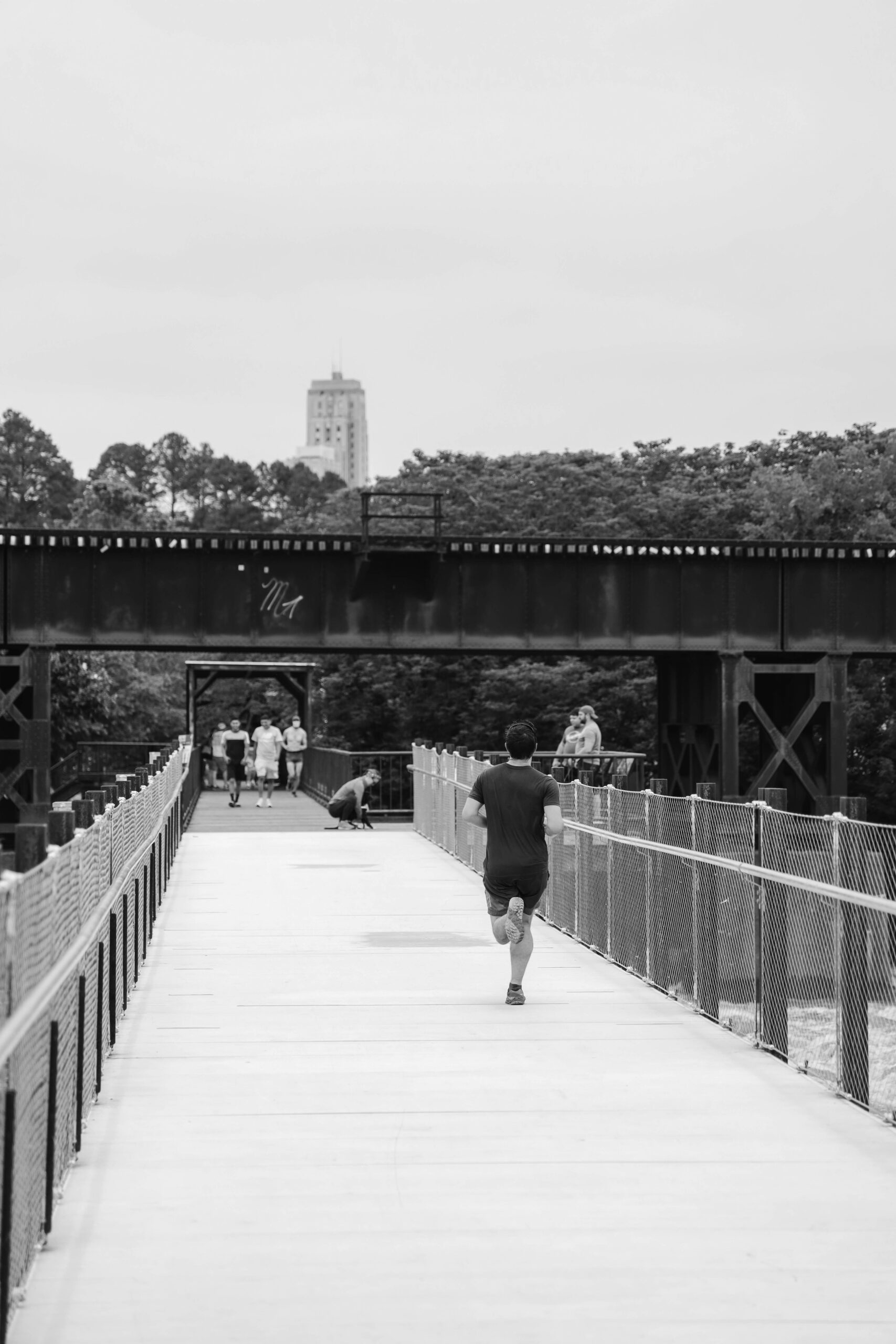 Brooklyn neighborhood with running bridge and community