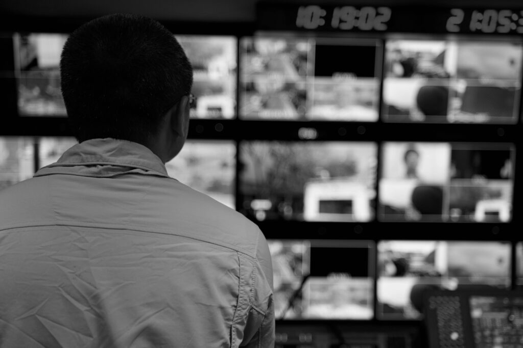 Surveillance cameras tv screen
