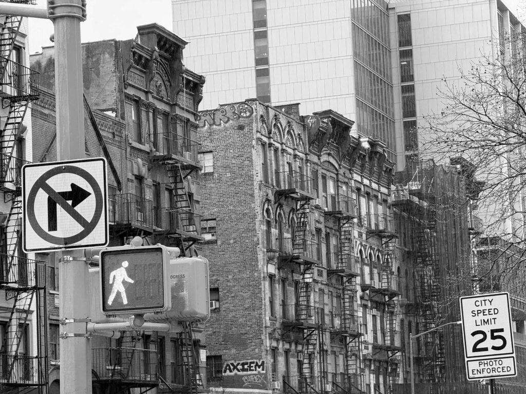 Street view Brooklyn neighborhood and buildings