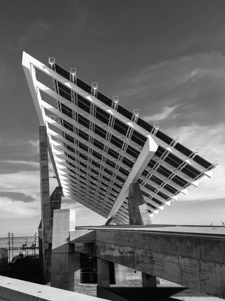Sustainability solar panels on rooftop