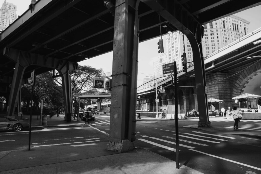 Local Brooklyn neighborhood highway and street view