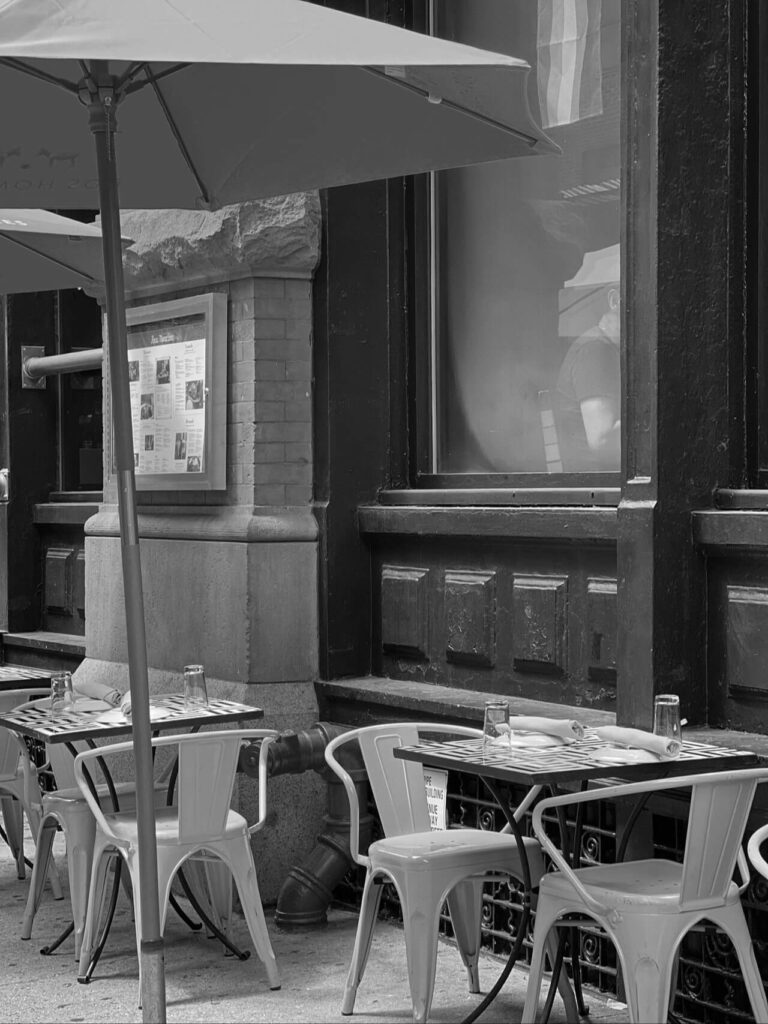 Outside view of restaurant seating