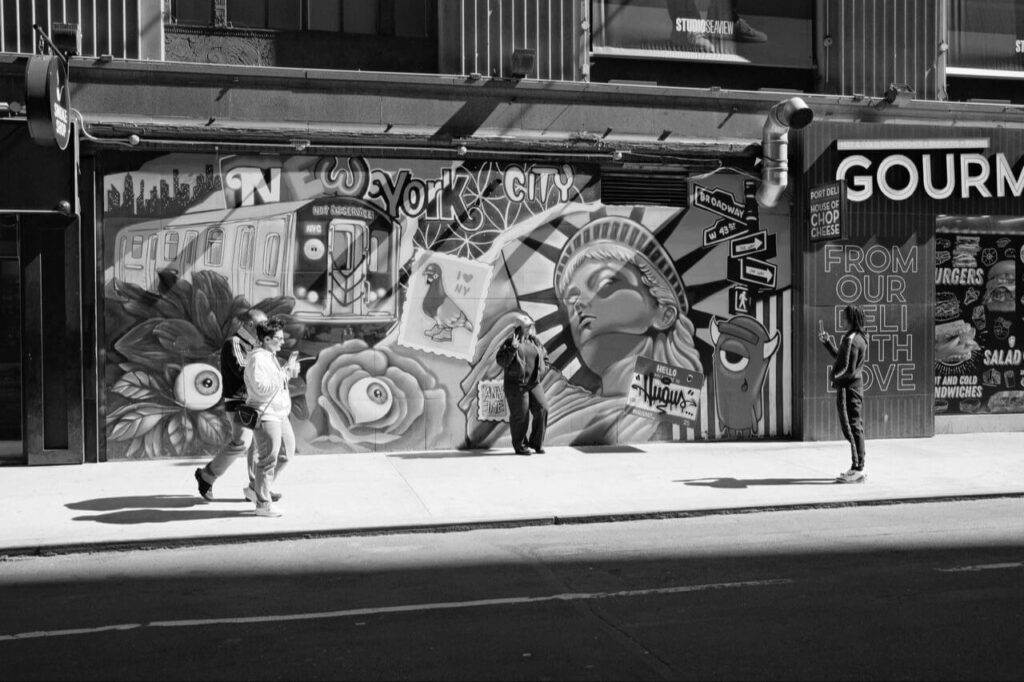 Modern street art near markets in Brooklyn