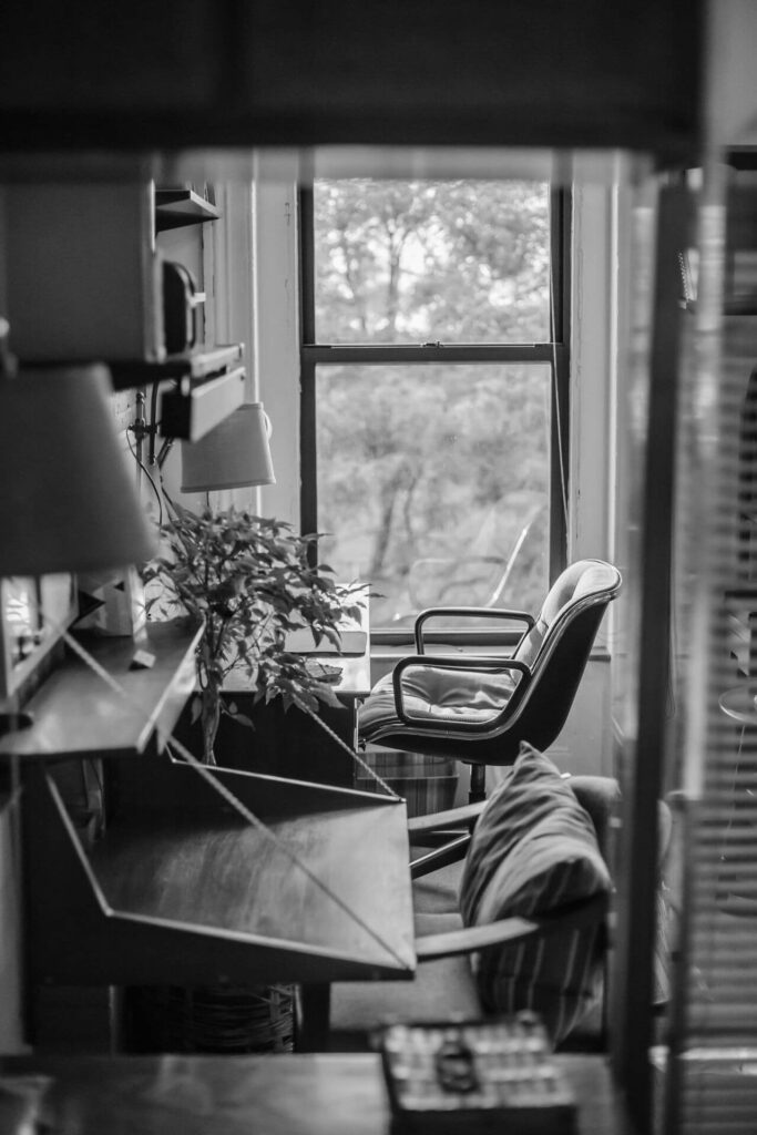 Modern rental apartment indoor workspace